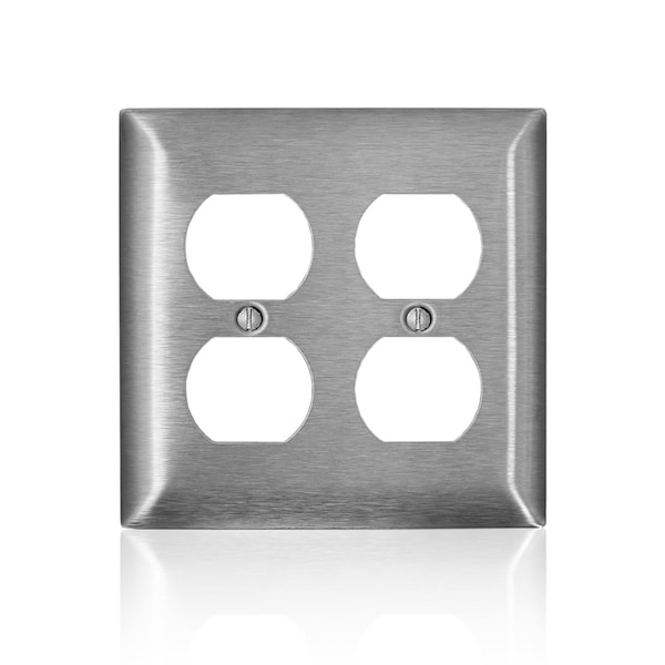 Leviton Leviton C-Series Satin Silver 2 gang Stainless Steel Duplex Wall Plate 1 pk 0SL82-000 - main